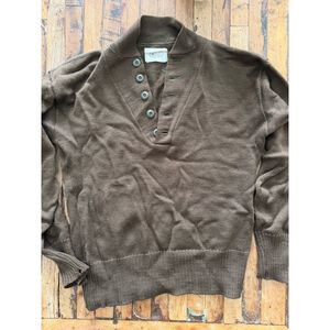 Men's vintage Jack Young army 100% wool V-Neck Sweater L Olive Green